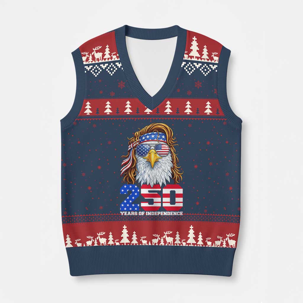 250 Years of Independece Patriotic Eagle V-Neck Knit Sweater Vest 1776 2026 USA Flag 4th of July Semiquincentennial TS02 Navy Red Print Your Wear