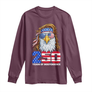 250 Years of Independece Patriotic Eagle Long Sleeve Shirt 1776 2026 USA Flag 4th of July Semiquincentennial TS02 Maroon Print Your Wear