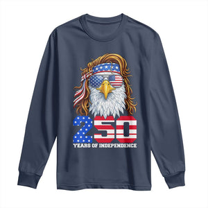 250 Years of Independece Patriotic Eagle Long Sleeve Shirt 1776 2026 USA Flag 4th of July Semiquincentennial TS02 Navy Print Your Wear