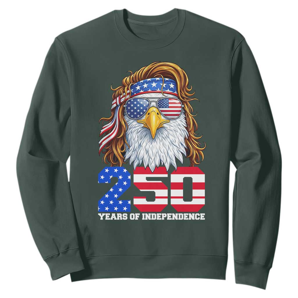 250 Years of Independece Patriotic Eagle Sweatshirt 1776 2026 USA Flag 4th of July Semiquincentennial TS02 Dark Forest Green Print Your Wear