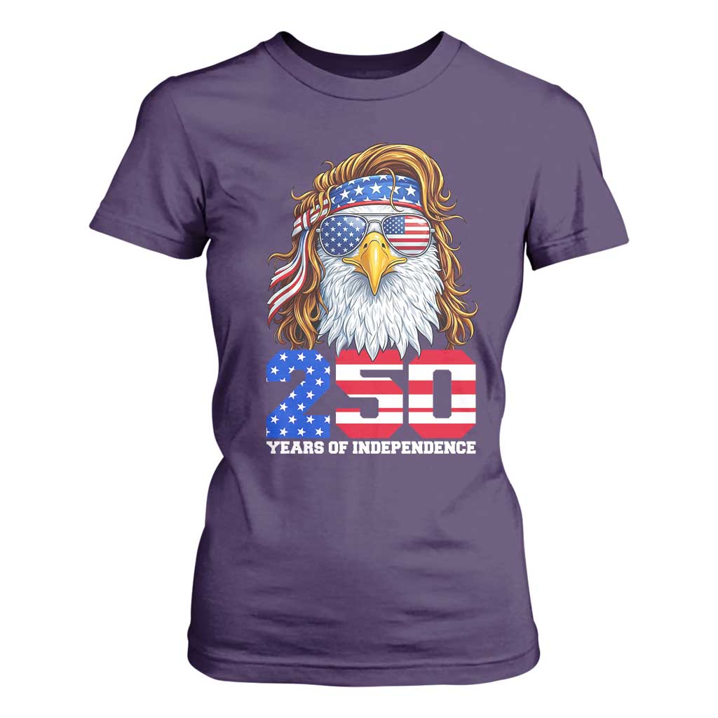 250 Years of Independece Patriotic Eagle T Shirt For Women 1776 2026 USA Flag 4th of July Semiquincentennial TS02 Purple Print Your Wear