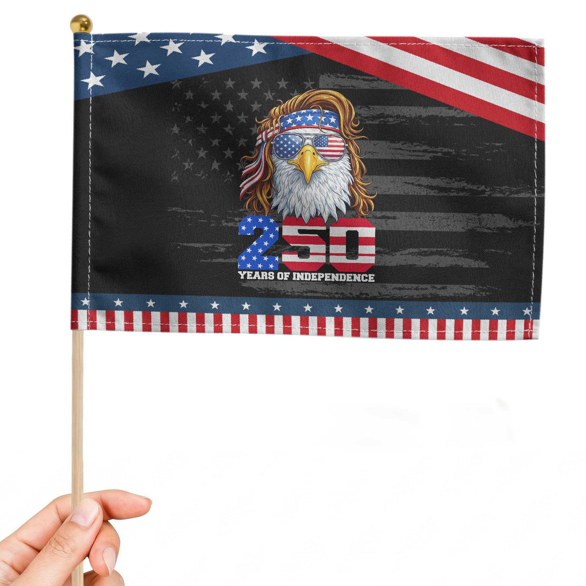 250 Years of Independece Patriotic Eagle Patriotic Handheld Flag 1776 2026 USA Flag 4th of July Semiquincentennial TS02 Distressed 8.2