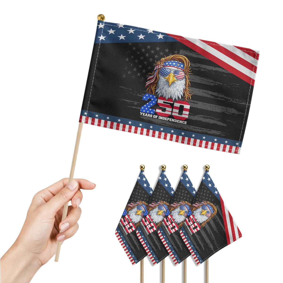 250 Years of Independece Patriotic Eagle Patriotic Handheld Flag 1776 2026 USA Flag 4th of July Semiquincentennial TS02 Print Your Wear