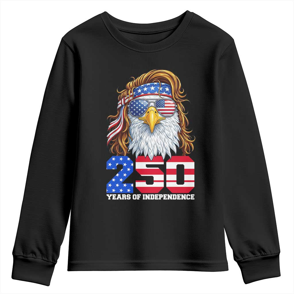 250 Years of Independece Patriotic Eagle Youth Sweatshirt 1776 2026 USA Flag 4th of July Semiquincentennial TS02 Black Print Your Wear