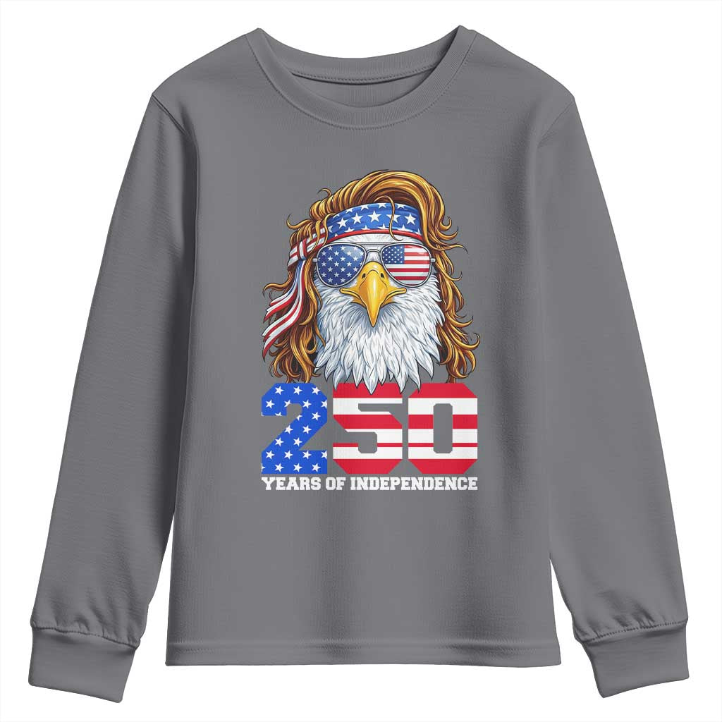250 Years of Independece Patriotic Eagle Youth Sweatshirt 1776 2026 USA Flag 4th of July Semiquincentennial TS02 Charcoal Print Your Wear