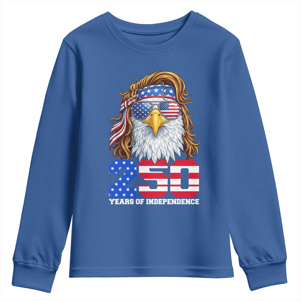 250 Years of Independece Patriotic Eagle Youth Sweatshirt 1776 2026 USA Flag 4th of July Semiquincentennial TS02 Royal Blue Print Your Wear