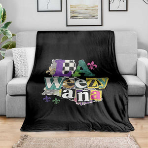 Colorful La-Weezi-ana Mardi Gras Louisiana Pride Throw Blanket Funky Carnival Vibes TS02 Print Your Wear