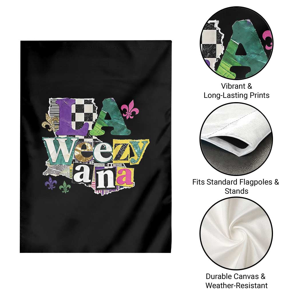 Colorful La-Weezi-ana Mardi Gras Louisiana Pride Garden Flag Funky Carnival Vibes TS02 Print Your Wear
