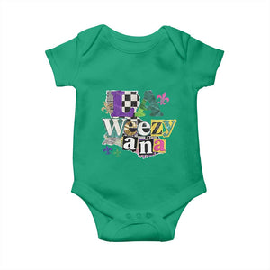 Colorful La-Weezi-ana Mardi Gras Louisiana Pride Baby Onesie Funky Carnival Vibes TS02 Irish Green Print Your Wear