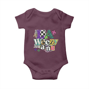 Colorful La-Weezi-ana Mardi Gras Louisiana Pride Baby Onesie Funky Carnival Vibes TS02 Maroon Print Your Wear