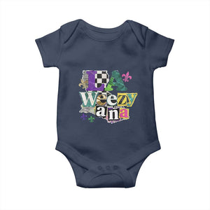 Colorful La-Weezi-ana Mardi Gras Louisiana Pride Baby Onesie Funky Carnival Vibes TS02 Navy Print Your Wear