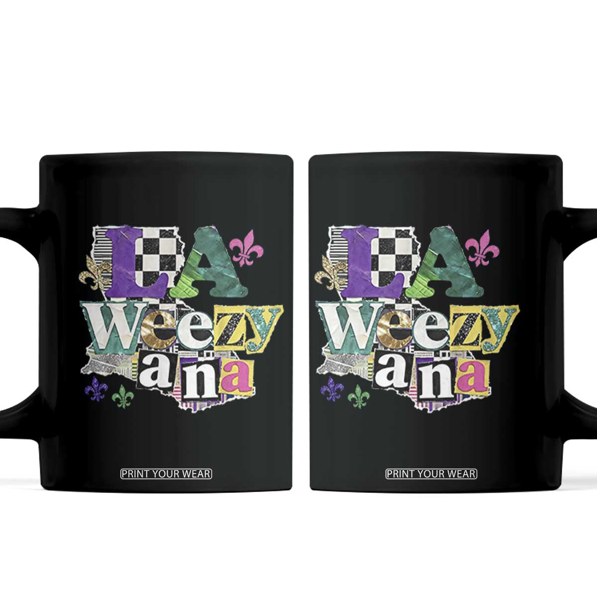 Colorful La-Weezi-ana Mardi Gras Louisiana Pride Coffee Mug Funky Carnival Vibes TS02 Black Print Your Wear