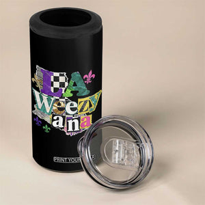 Colorful La-Weezi-ana Mardi Gras Louisiana Pride 4 in 1 Can Cooler Tumbler Funky Carnival Vibes TS02 Print Your Wear