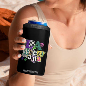 Colorful La-Weezi-ana Mardi Gras Louisiana Pride 4 in 1 Can Cooler Tumbler Funky Carnival Vibes TS02 Print Your Wear