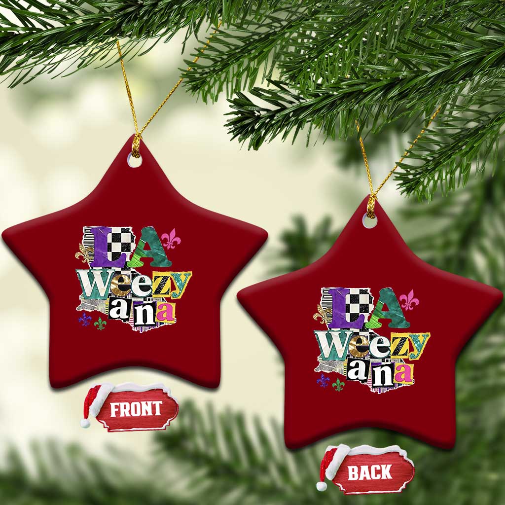 Colorful La-Weezi-ana Mardi Gras Louisiana Pride Ceramic Ornament Funky Carnival Vibes TS02 Print Your Wear
