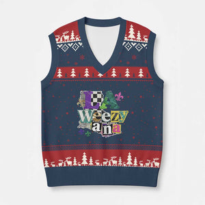 Colorful La-Weezi-ana Mardi Gras Louisiana Pride V-Neck Knit Sweater Vest Funky Carnival Vibes TS02 Navy Red Print Your Wear