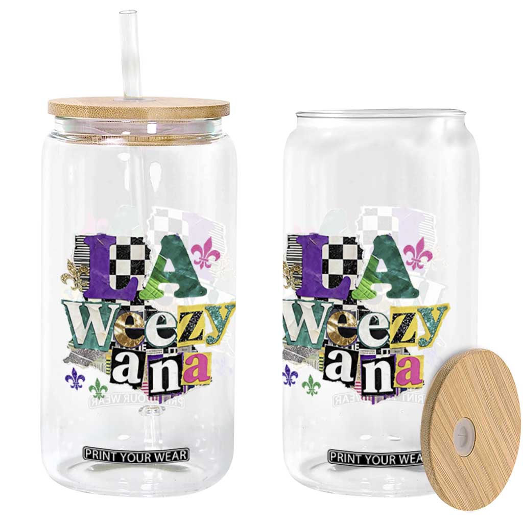 Colorful La-Weezi-ana Mardi Gras Louisiana Pride Glass Can Funky Carnival Vibes TS02 Print Your Wear