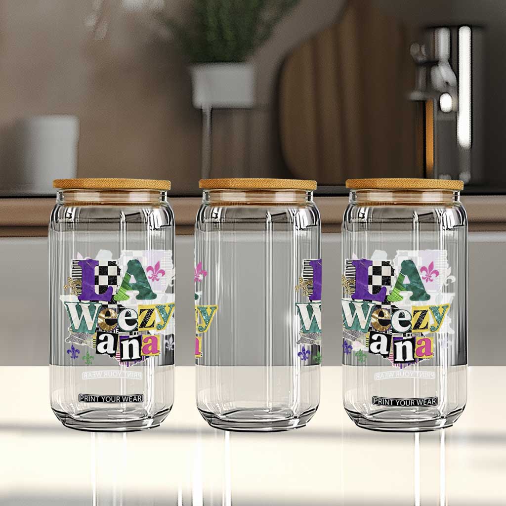 Colorful La-Weezi-ana Mardi Gras Louisiana Pride Glass Can Funky Carnival Vibes TS02 Print Your Wear