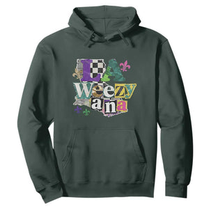 Colorful La-Weezi-ana Mardi Gras Louisiana Pride Hoodie Funky Carnival Vibes TS02 Dark Forest Green Print Your Wear