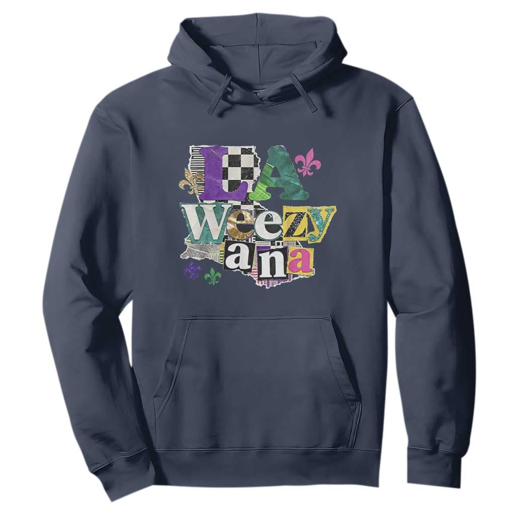 Colorful La-Weezi-ana Mardi Gras Louisiana Pride Hoodie Funky Carnival Vibes TS02 Navy Print Your Wear