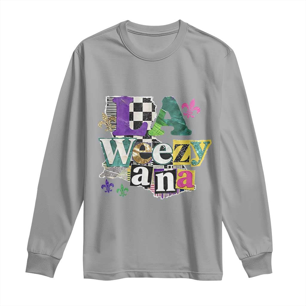 Colorful La-Weezi-ana Mardi Gras Louisiana Pride Long Sleeve Shirt Funky Carnival Vibes TS02 Sport Gray Print Your Wear