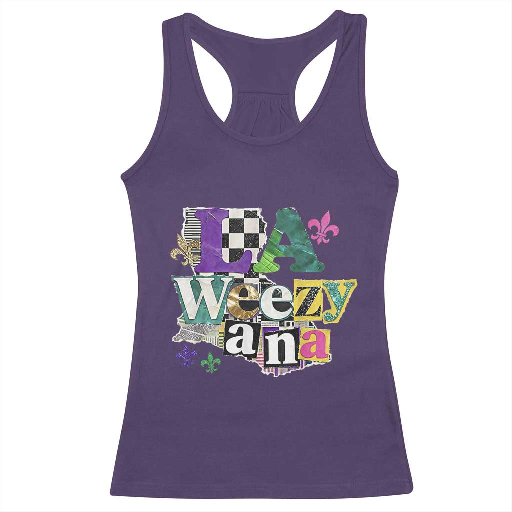 Colorful La-Weezi-ana Mardi Gras Louisiana Pride Racerback Tank Top Funky Carnival Vibes TS02 Purple Print Your Wear