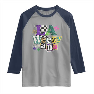 Colorful La-Weezi-ana Mardi Gras Louisiana Pride Raglan Shirt Funky Carnival Vibes TS02 Sport Gray Navy Print Your Wear