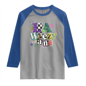 Colorful La-Weezi-ana Mardi Gras Louisiana Pride Raglan Shirt Funky Carnival Vibes TS02 Sport Gray Royal Print Your Wear
