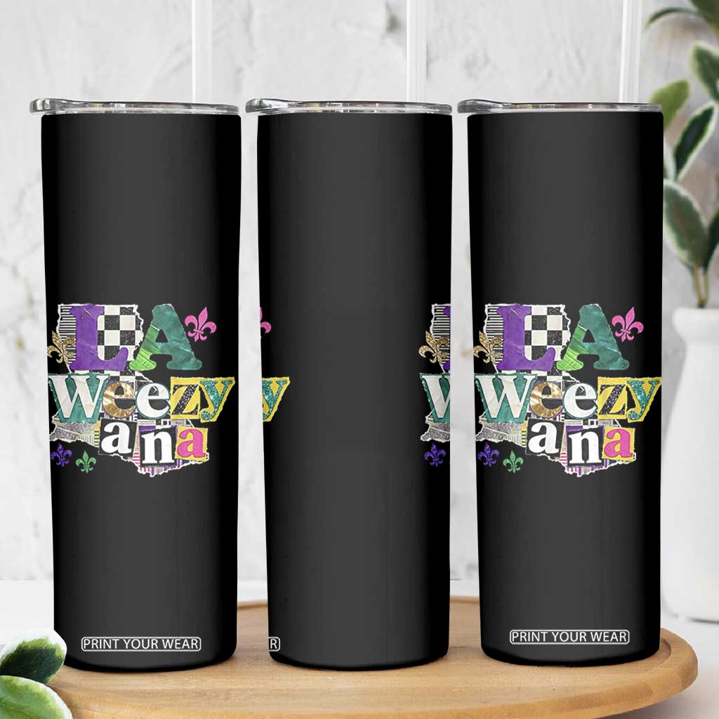 Colorful La-Weezi-ana Mardi Gras Louisiana Pride Skinny Tumbler Funky Carnival Vibes TS02 Print Your Wear