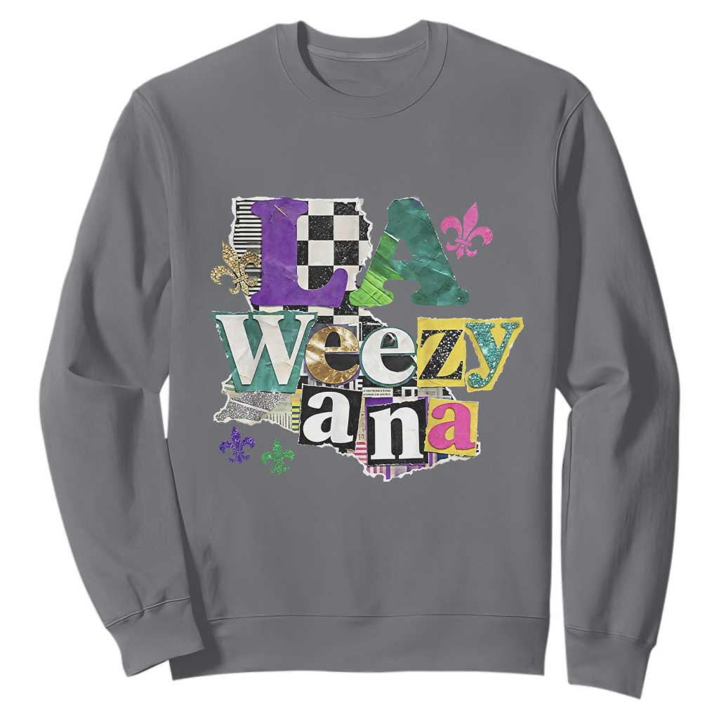 Colorful La-Weezi-ana Mardi Gras Louisiana Pride Sweatshirt Funky Carnival Vibes TS02 Charcoal Print Your Wear