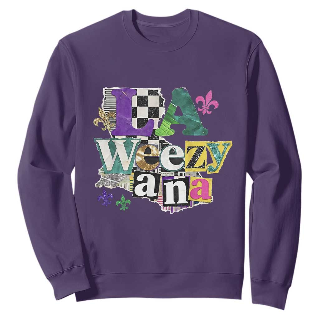 Colorful La-Weezi-ana Mardi Gras Louisiana Pride Sweatshirt Funky Carnival Vibes TS02 Purple Print Your Wear