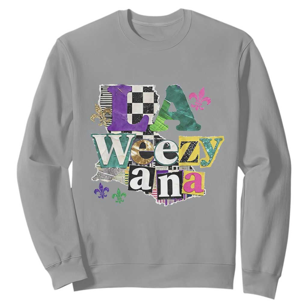 Colorful La-Weezi-ana Mardi Gras Louisiana Pride Sweatshirt Funky Carnival Vibes TS02 Sport Gray Print Your Wear
