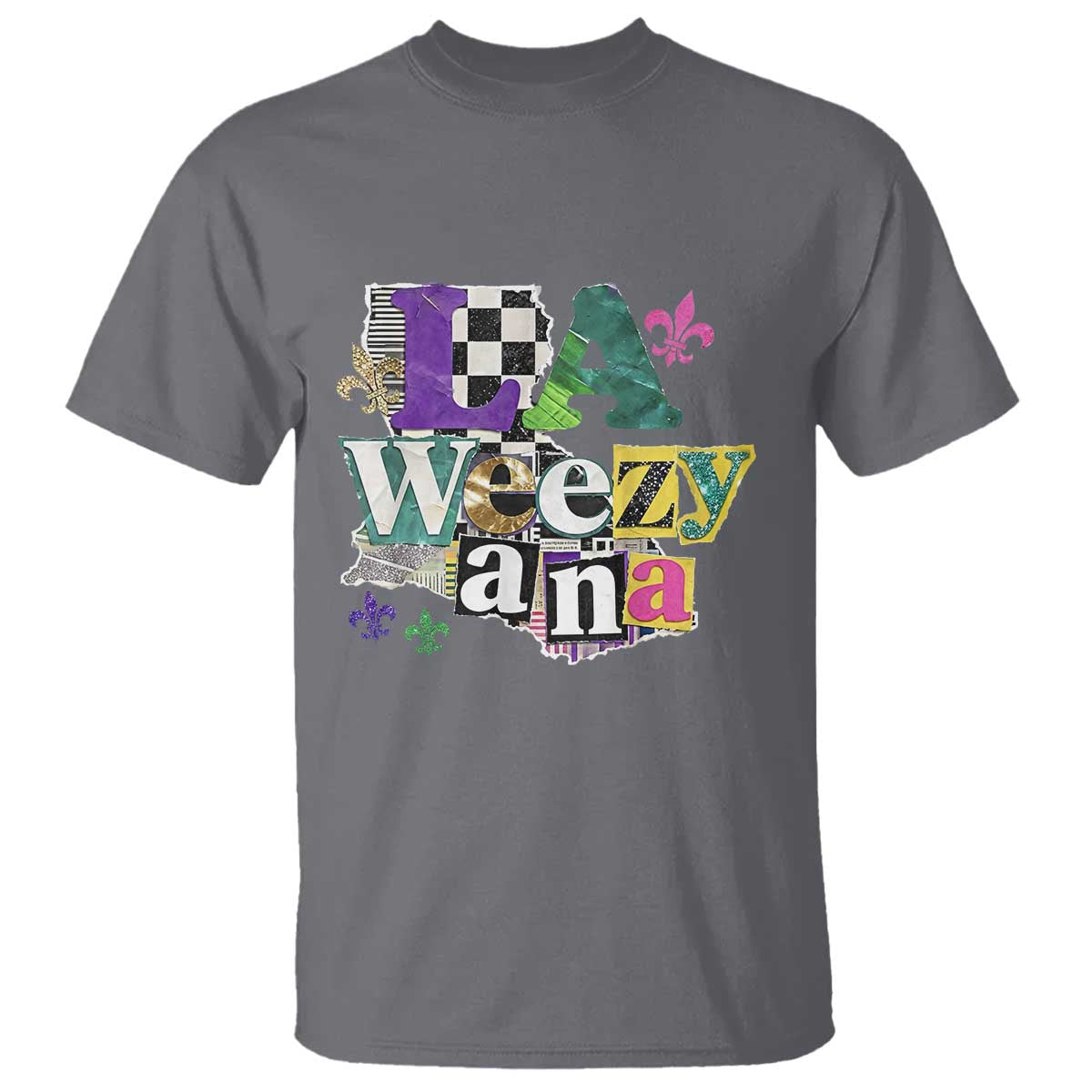 Colorful La-Weezi-ana Mardi Gras Louisiana Pride T Shirt Funky Carnival Vibes TS02 Charcoal Print Your Wear