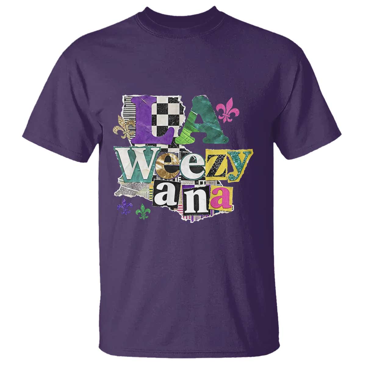 Colorful La-Weezi-ana Mardi Gras Louisiana Pride T Shirt Funky Carnival Vibes TS02 Purple Print Your Wear