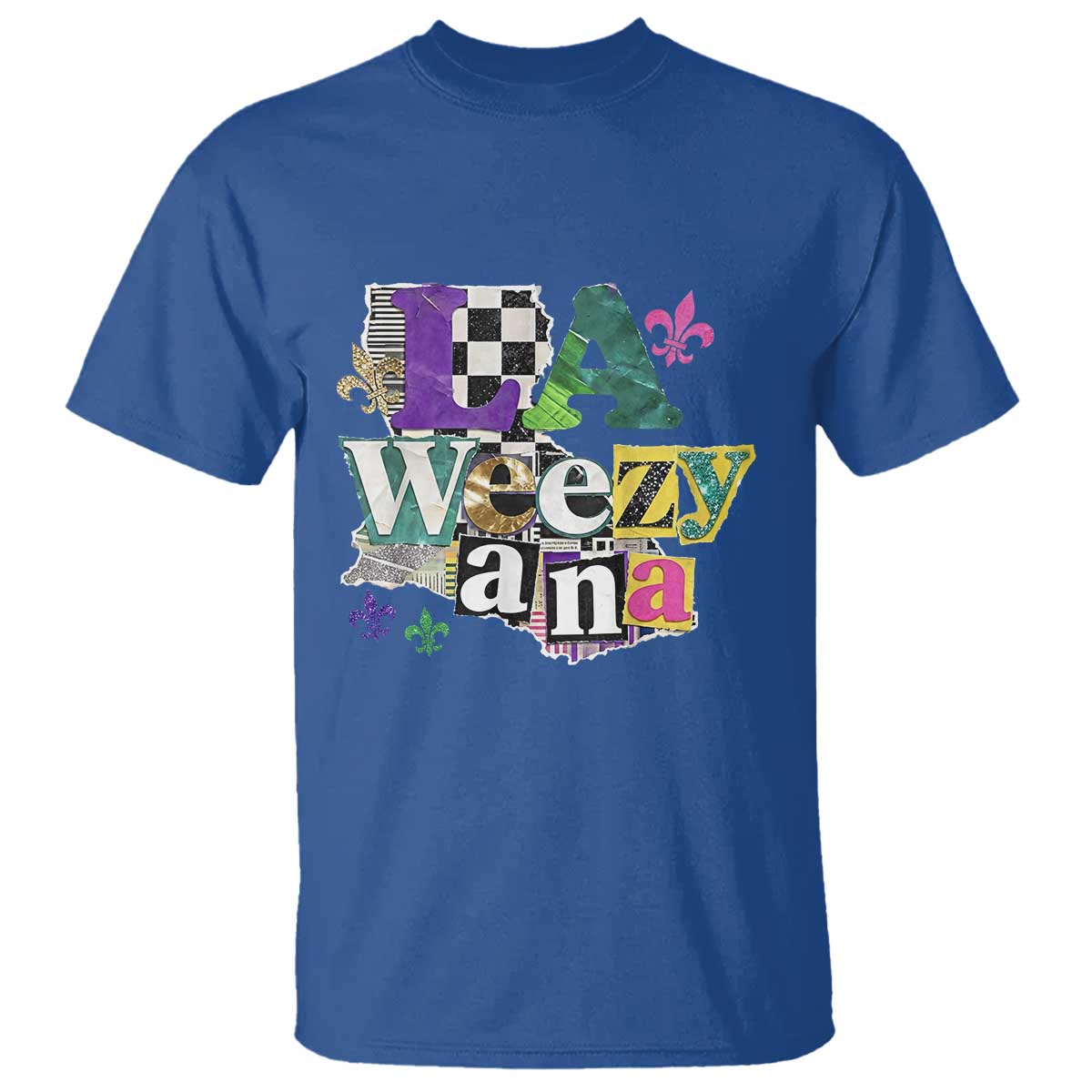 Colorful La-Weezi-ana Mardi Gras Louisiana Pride T Shirt Funky Carnival Vibes TS02 Royal Blue Print Your Wear
