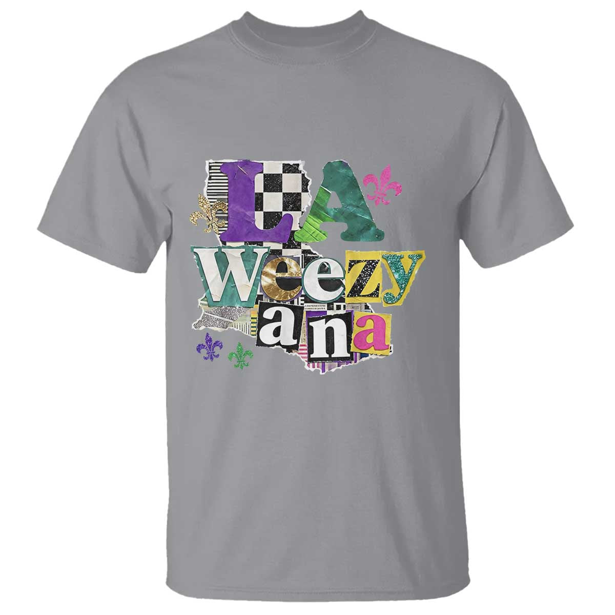 Colorful La-Weezi-ana Mardi Gras Louisiana Pride T Shirt Funky Carnival Vibes TS02 Sport Gray Print Your Wear