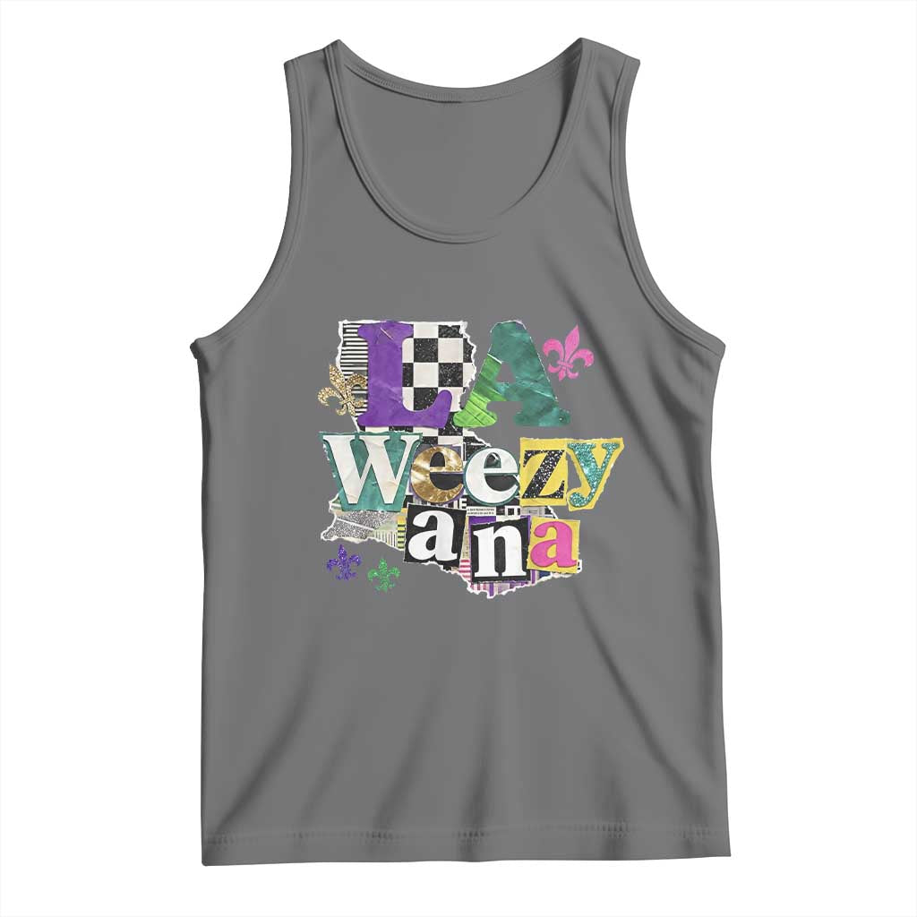 Colorful La-Weezi-ana Mardi Gras Louisiana Pride Tank Top Funky Carnival Vibes TS02 Black Heather Print Your Wear