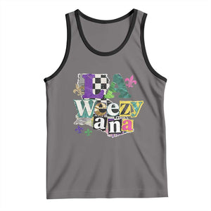 Colorful La-Weezi-ana Mardi Gras Louisiana Pride Tank Top Funky Carnival Vibes TS02 Deep Heather Black Print Your Wear