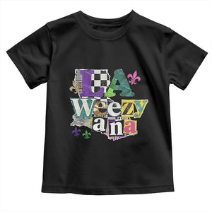 Colorful La-Weezi-ana Mardi Gras Louisiana Pride Toddler T Shirt Funky Carnival Vibes TS02 Black Print Your Wear