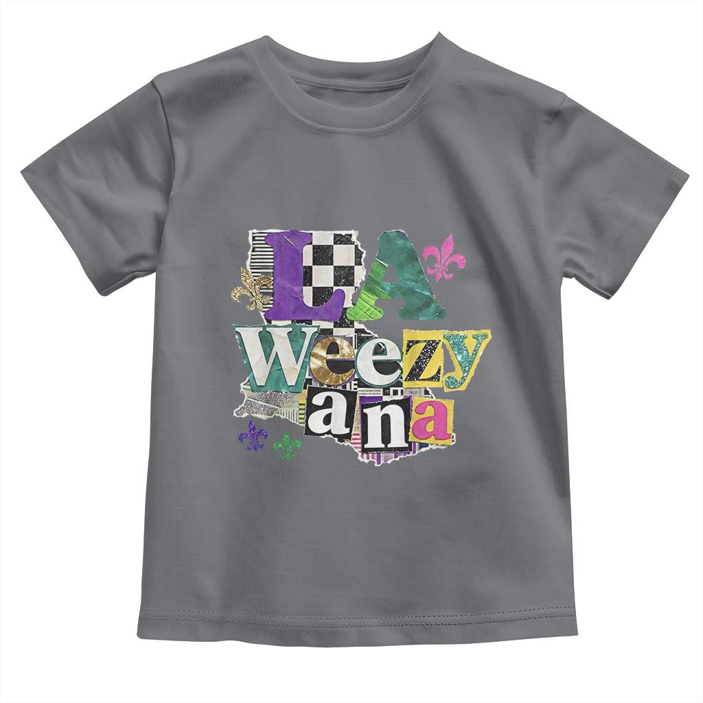 Colorful La-Weezi-ana Mardi Gras Louisiana Pride Toddler T Shirt Funky Carnival Vibes TS02 Charcoal Print Your Wear