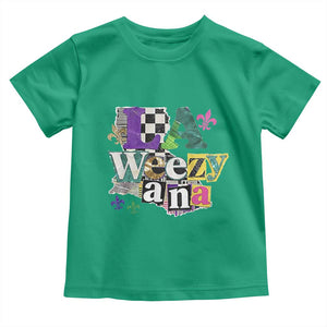 Colorful La-Weezi-ana Mardi Gras Louisiana Pride Toddler T Shirt Funky Carnival Vibes TS02 Irish Green Print Your Wear