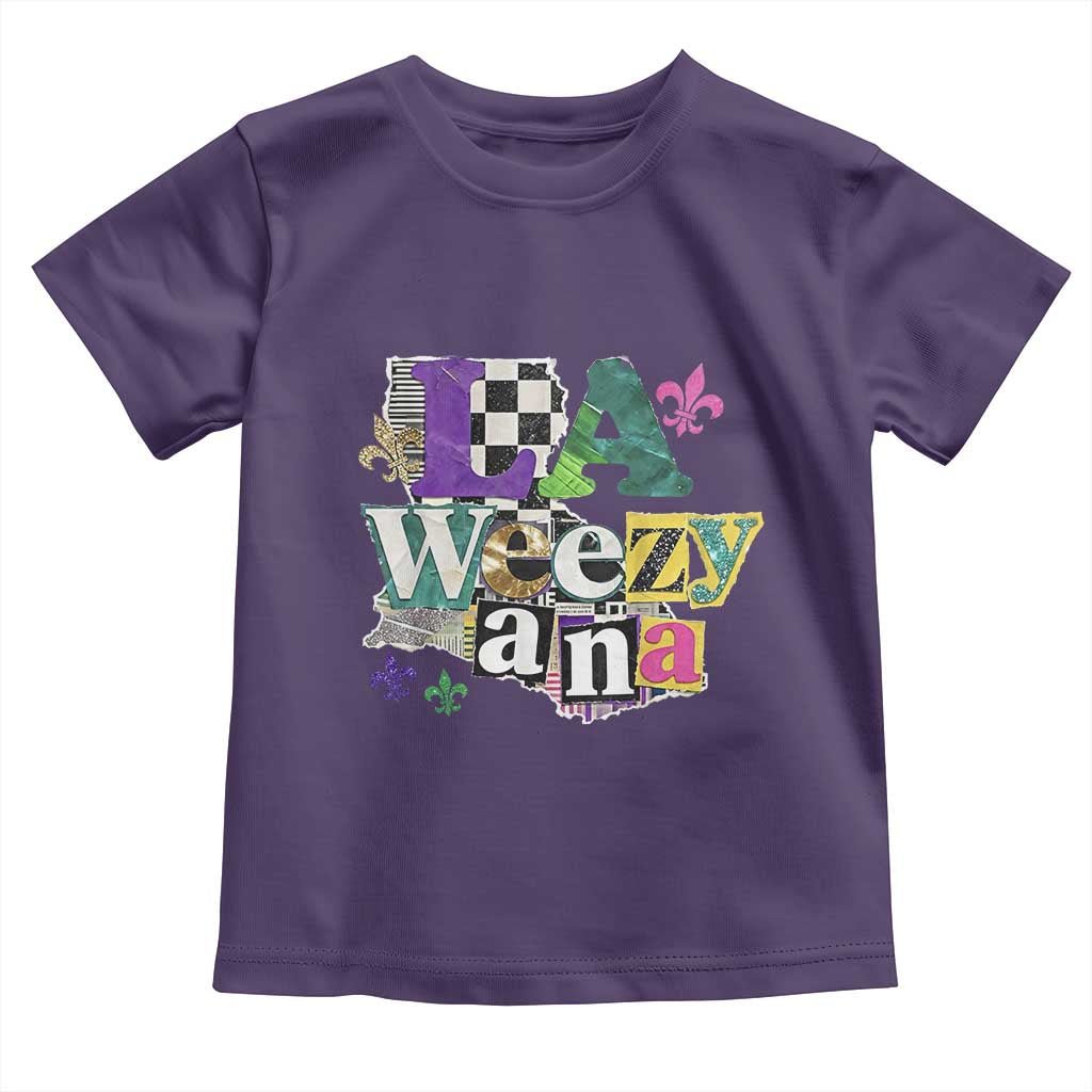 Colorful La-Weezi-ana Mardi Gras Louisiana Pride Toddler T Shirt Funky Carnival Vibes TS02 Purple Print Your Wear