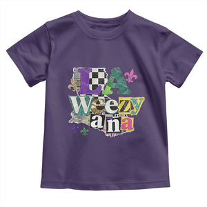 Colorful La-Weezi-ana Mardi Gras Louisiana Pride Toddler T Shirt Funky Carnival Vibes TS02 Purple Print Your Wear