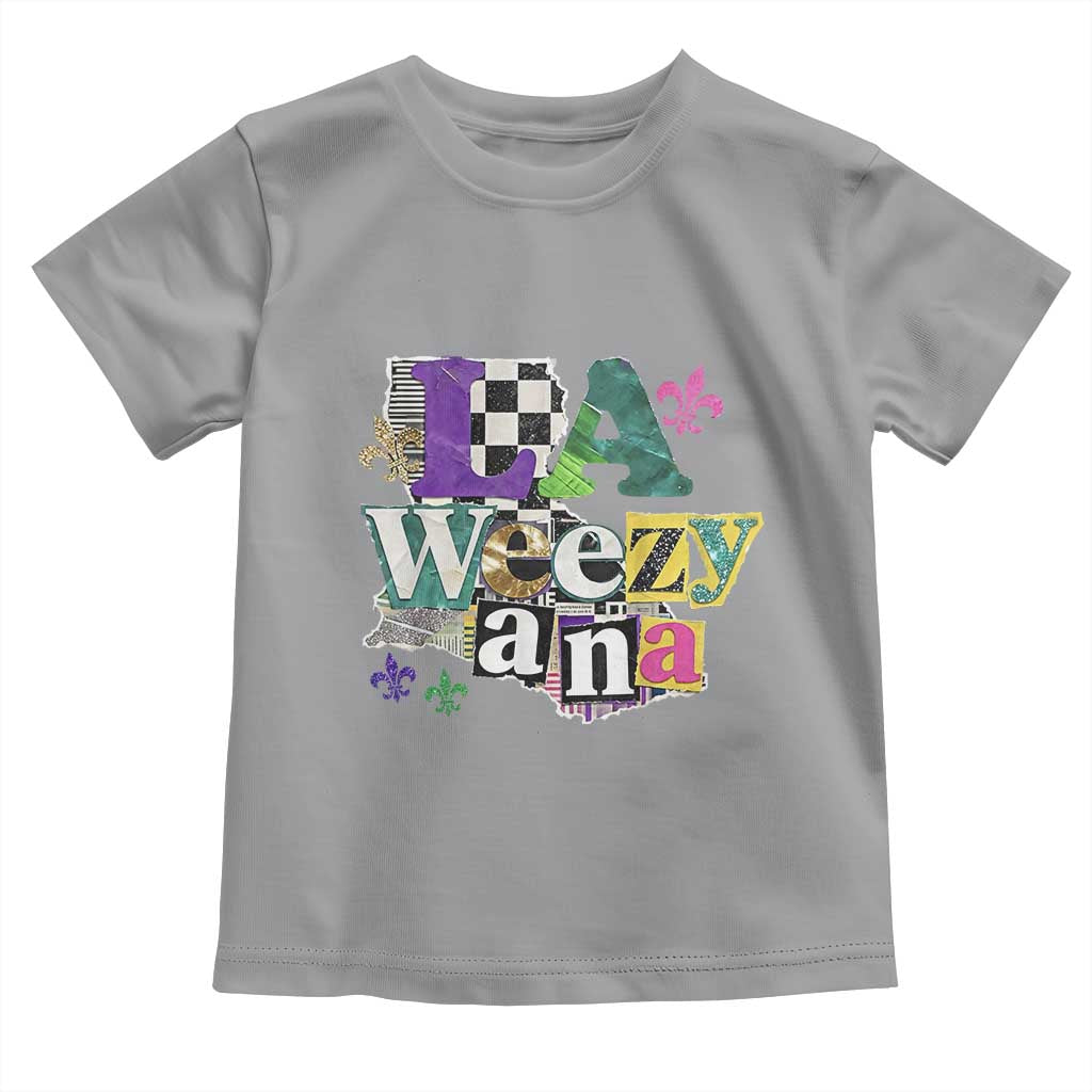 Colorful La-Weezi-ana Mardi Gras Louisiana Pride Toddler T Shirt Funky Carnival Vibes TS02 Sport Gray Print Your Wear