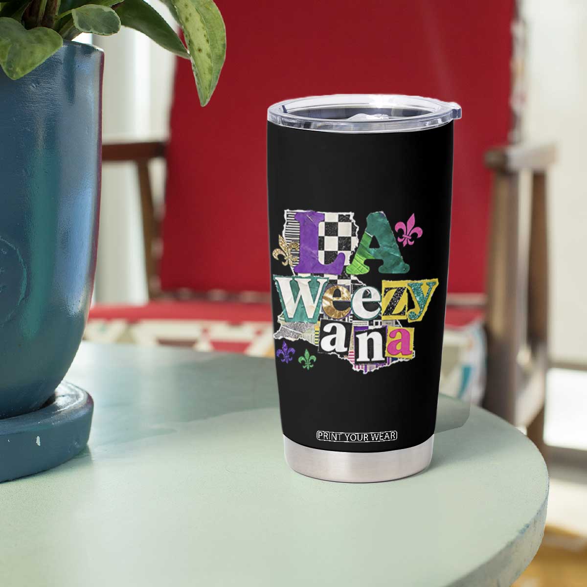 Colorful La-Weezi-ana Mardi Gras Louisiana Pride Tumbler Cup Funky Carnival Vibes TS02 Print Your Wear