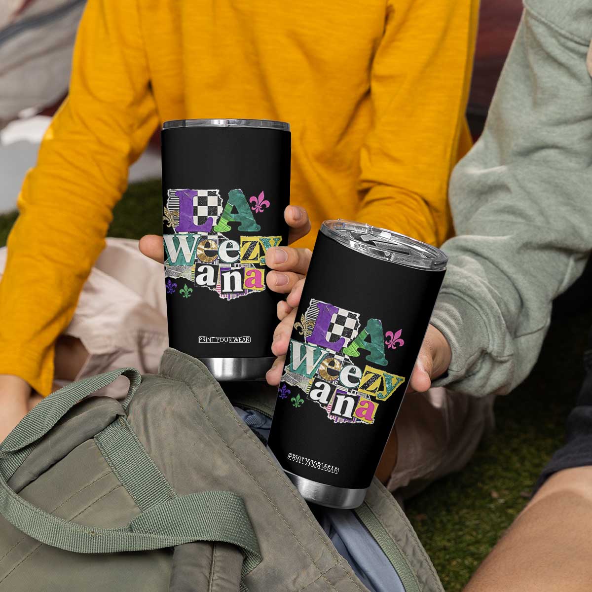 Colorful La-Weezi-ana Mardi Gras Louisiana Pride Tumbler Cup Funky Carnival Vibes TS02 Print Your Wear