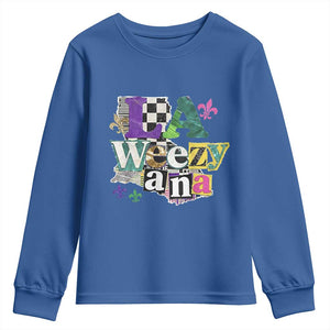 Colorful La-Weezi-ana Mardi Gras Louisiana Pride Youth Sweatshirt Funky Carnival Vibes TS02 Royal Blue Print Your Wear