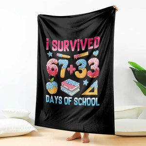 I Survived 67 Plus 33 100 Days of School Throw Blanket Six Seven Meme Colorful Math Humor TS02 Print Your Wear