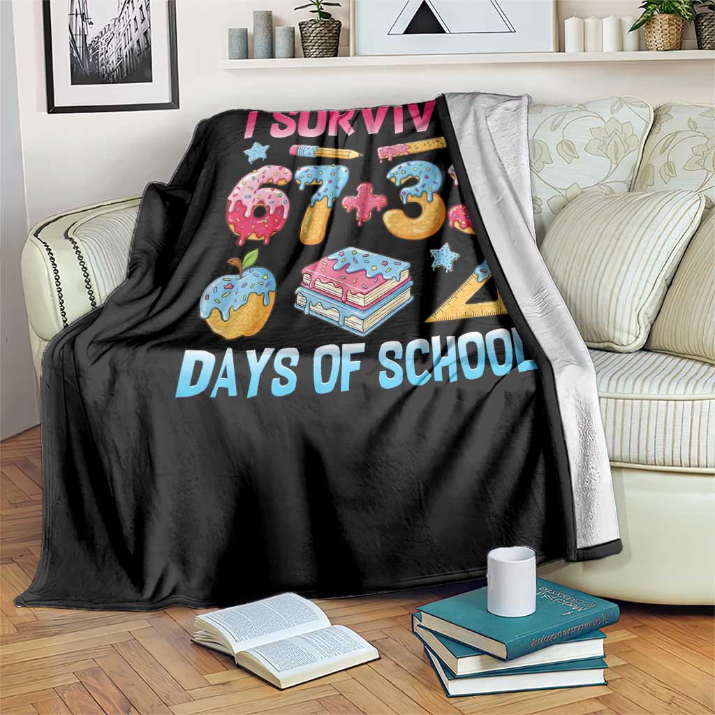 I Survived 67 Plus 33 100 Days of School Throw Blanket Six Seven Meme Colorful Math Humor TS02 Print Your Wear