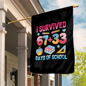 I Survived 67 Plus 33 100 Days of School Garden Flag Six Seven Meme Colorful Math Humor TS02 Print Your Wear